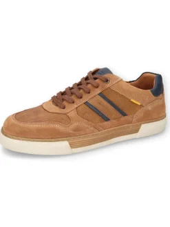 Leder-Sneakers "Bayland" in Hellbraun/ Dunkelblau