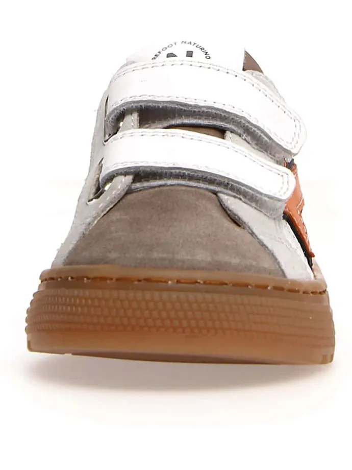 Leder-Sneakers "Blitz" in Weiß/ Braun/ Orange