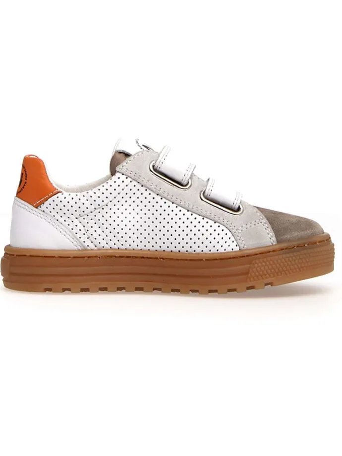 Leder-Sneakers "Blitz" in Weiß/ Braun/ Orange