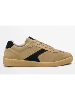 Leder-Sneakers "Court" in Beige/ Schwarz