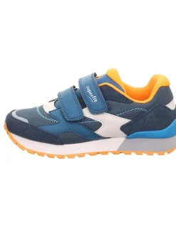 Leder-Sneakers "Dash" in Blau/ Weiß/ Orange