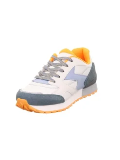 Leder-Sneakers "Dash" in Weiß/ Orange/ Dunkelblau
