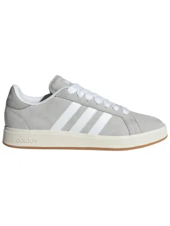 Leder-Sneakers "Grand Court Base" in Grau/ Weiß