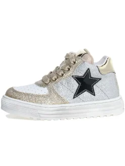 Leder-Sneakers "Hess" in Silber/ Gold