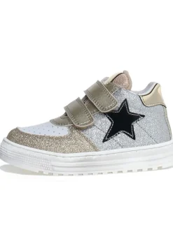 Leder-Sneakers "Hess" in Gold/ Silber