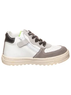 Leder-Sneakers "Hess" in Weiß/ Grau