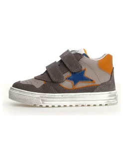 Leder-Sneakers in Anthrazit/ Orange