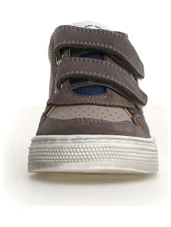 Leder-Sneakers in Anthrazit/ Orange