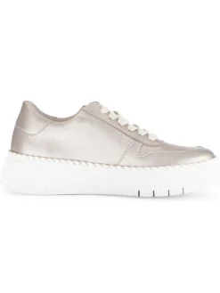 Leder-Sneakers in Beige