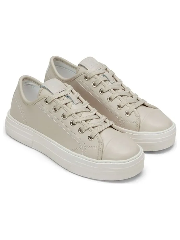 Leder-Sneakers in Beige