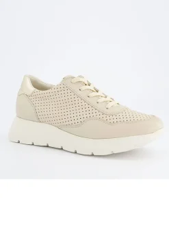 Leder-Sneakers in Beige