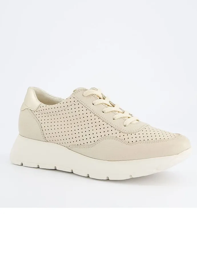 Leder-Sneakers in Beige