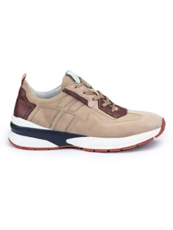 Leder-Sneakers in Beige/ Bordeaux