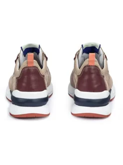 Leder-Sneakers in Beige/ Bordeaux