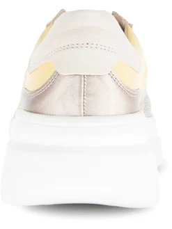 Leder-Sneakers in Beige/ Gelb
