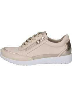 Leder-Sneakers in Beige/ Gold
