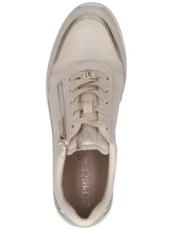 Leder-Sneakers in Beige/ Gold
