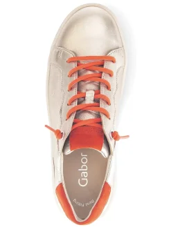 Leder-Sneakers in Beige/ Orange