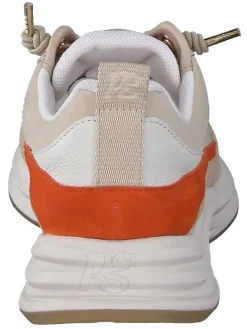 Leder-Sneakers in Beige/ Orange