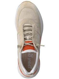 Leder-Sneakers in Beige/ Orange
