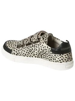 Leder-Sneakers in Beige/ Schwarz