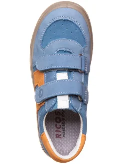 Leder-Sneakers in Blau/ Orange
