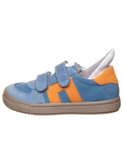 Leder-Sneakers in Blau/ Orange