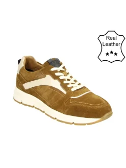 Leder-Sneakers in Cognac