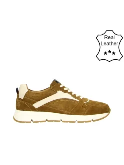 Leder-Sneakers in Cognac