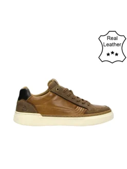 Leder-Sneakers in Cognac
