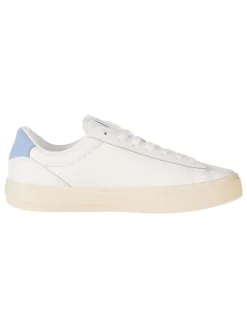 Leder-Sneakers in Creme/ Hellblau
