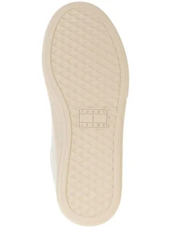 Leder-Sneakers in Creme/ Hellblau