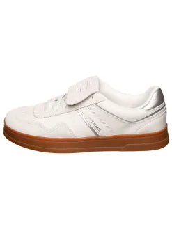 Leder-Sneakers in Creme/ Silber