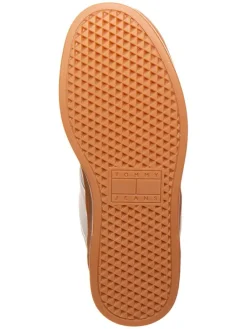 Leder-Sneakers in Creme/ Silber