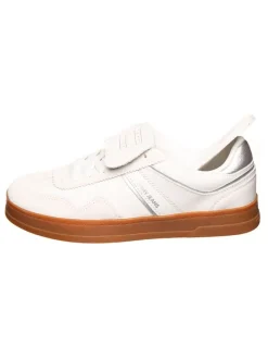 Leder-Sneakers in Creme/ Silber