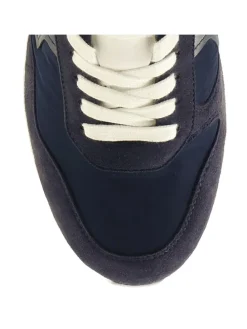 Leder-Sneakers in Dunkelblau