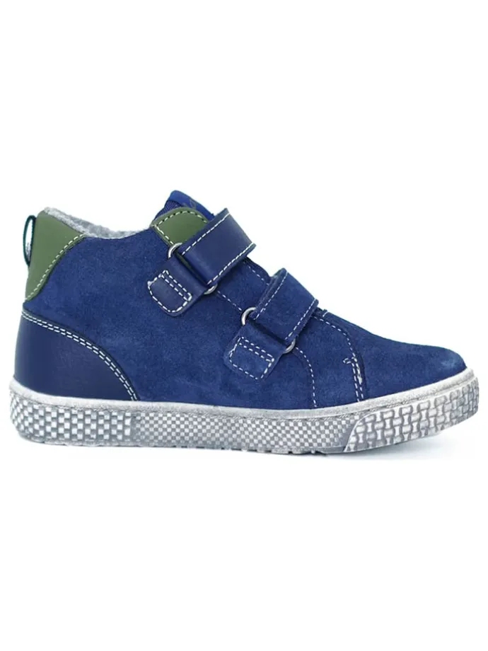 Leder-Sneakers in Dunkelblau