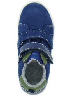 Leder-Sneakers in Dunkelblau