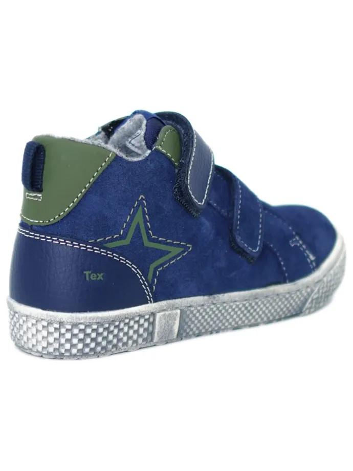 Leder-Sneakers in Dunkelblau