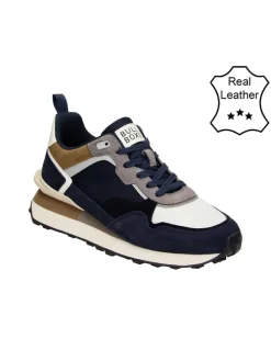 Leder-Sneakers in Dunkelblau