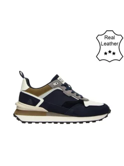 Leder-Sneakers in Dunkelblau