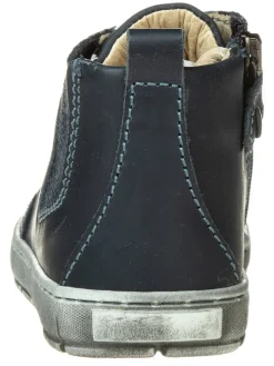 Leder-Sneakers in Dunkelblau