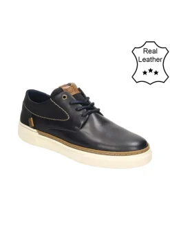 Leder-Sneakers in Dunkelblau