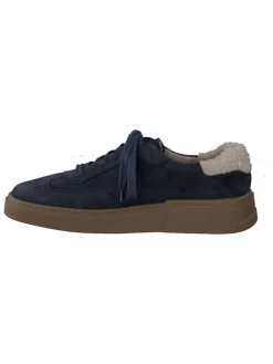 Leder-Sneakers in Dunkelblau