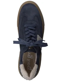 Leder-Sneakers in Dunkelblau