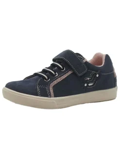 Leder-Sneakers in Dunkelblau