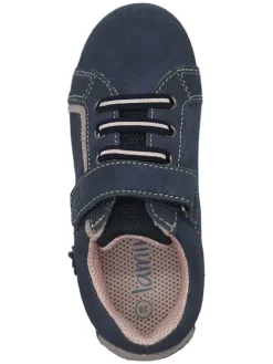 Leder-Sneakers in Dunkelblau