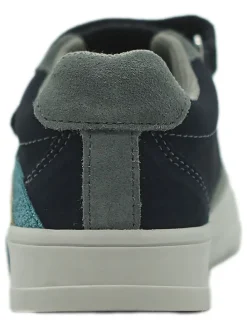 Leder-Sneakers in Dunkelblau/ Hellblau