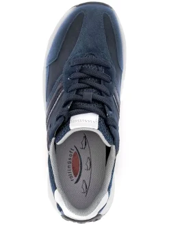 Leder-Sneakers in Dunkelblau