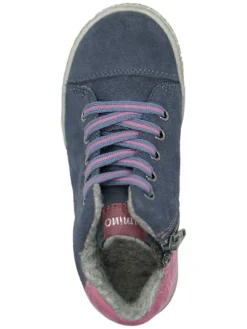 Leder-Sneakers in Dunkelblau/ Pink